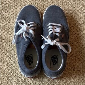 Vans Men's Low-Top Canvas Sneakers — Charcoal with White Laces